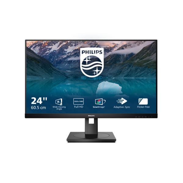 PHILIPS MONITOR 23,8 WLED VA 16:9 FHD 4MS, VGA/DVI/DP/HDMI, HUB USB, PIVOT, MULTIMEDIALE - immagine prodotto