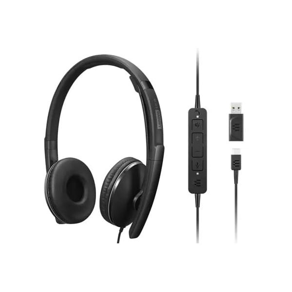 LENOVO CUFFIE CABLATE ANC GEN 2 (TEAMS), CON CONVERTITORE USB-C a USB-A E CUSTODIA - immagine prodotto