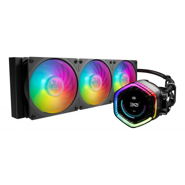 COOLER MASTER DISSIPATORE A LIQUIDO 3 VENTOLE MOBIUS 120 ARGB SCHERMO LCD PERS DA 2.1 POLLICI - immagine prodotto