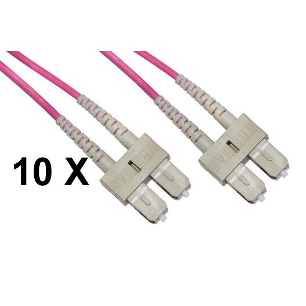 Cavo Fibra Ottica 5mt Sc/sc 10*pz Multimodale Duplex Om4 50/125 Lsoh