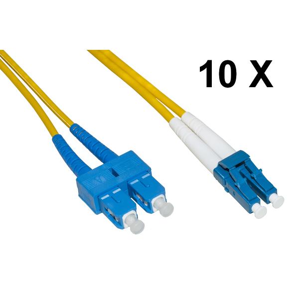 Cavo Fibra Ottica 1mt Lc/sc 10*pz Monomodale Duplex Os2 9/125 Lsoh