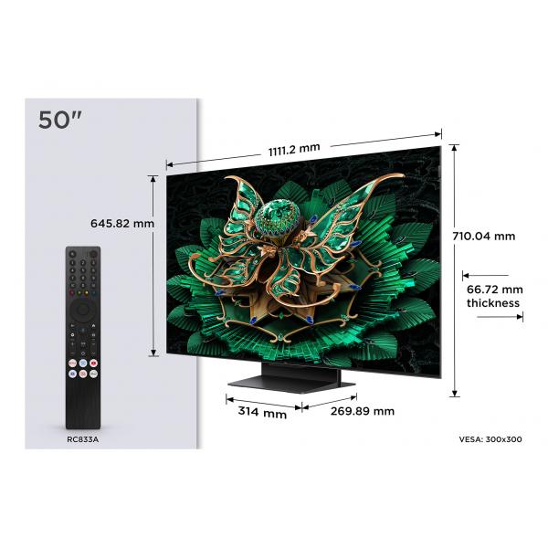 Tcl 50C7K TVC LED 50 MINILED QD GOOGLE TV 144 Hz HDR 2000 NIT NITAUDIO ONKYO BASE CENTRALE 5901292525750