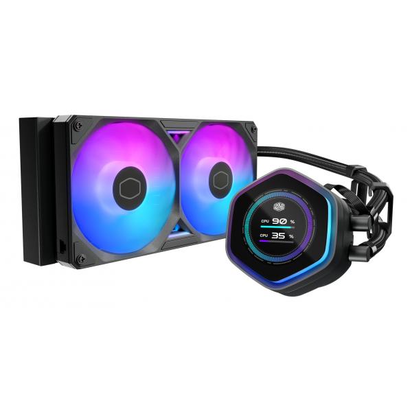 COOLER MASTER DISSIPATORE A LIQUIDO ATMOS II, 2X120MM ARGB, KIT LCD INCL, NERO - immagine prodotto