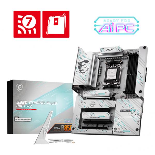 MSI MB B850 GAMING PLUS WIFI PZ,B850,AM5,4DDR5,4PCI-Ex16,3M.2,4SATA3,3USB10G,6USB5G,8USB2 - immagine prodotto