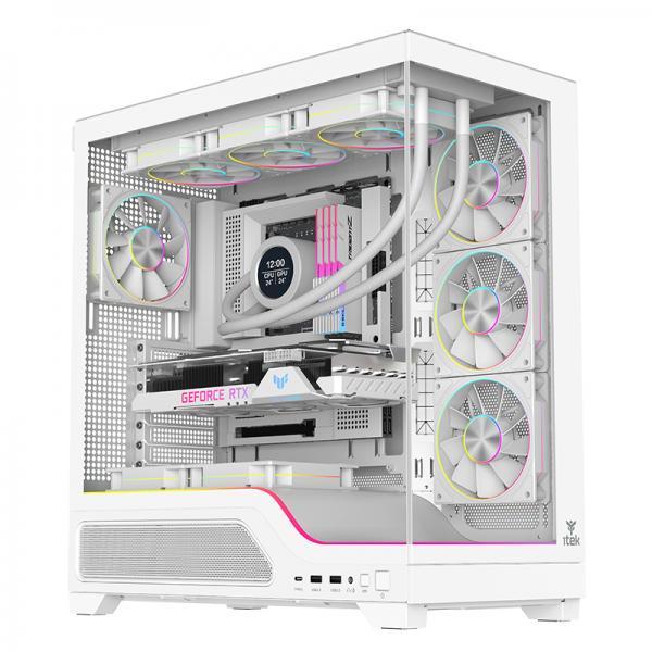 CASE SHOWBUI WAVE 82W GAMING TOWER ATX 4x12CM ARGB FAN 2xUSB3 TYPE-C DARKER TEMP GLASS SIDE FRON - immagine prodotto