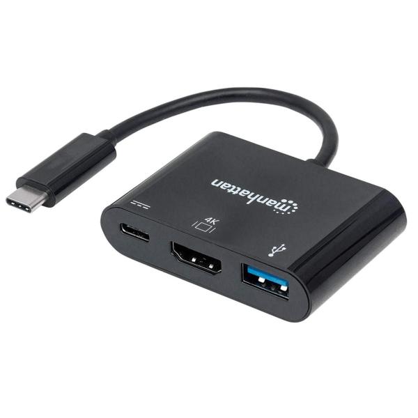 Manhattan Convertitore USB-C™ a HDMI, USB-A, USB PD