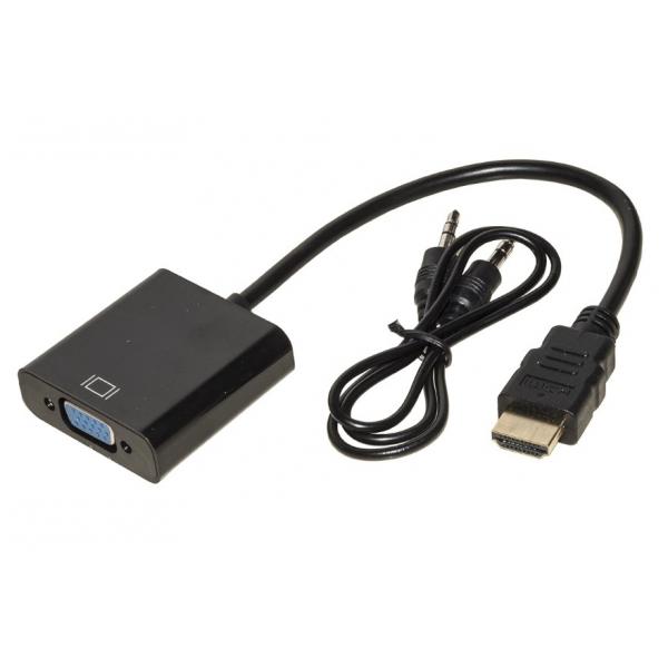 Adattatore Hdmi-vga M/f Bk Con Cavo + Cavo Audio