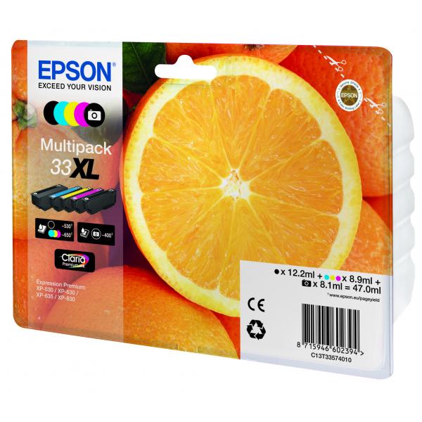 EPSON CART INK MULTIPACK (BK-C-M-Y), SERIE 33 XL ARANCIA, 5 COLORI - immagine prodotto