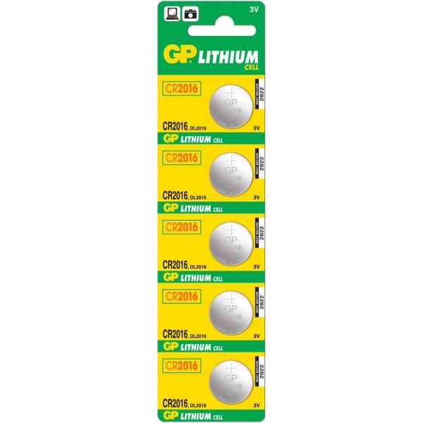 Gp Batteria A Bottone Cr 2016 3 V 5 Pz. 90 Mah Litio Gpcr2016std123c5 - Immagine 2