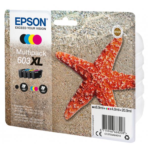 EPSON CART INK 603 XL MULTI PACK, NERO, GIALLO, CIANO, MAGENTA, SERIE STELLA MARINA - miniatura prodotto