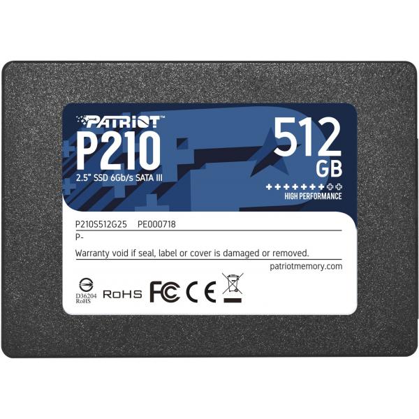 PATRIOT SSD INTERNO P210 512GB 2,5 SATA 6GB/S R/W 530/430 - immagine prodotto